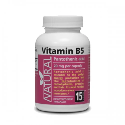 Vitamín B5 - Kyselina pantoténová - 20 mg - 100 kapsúl